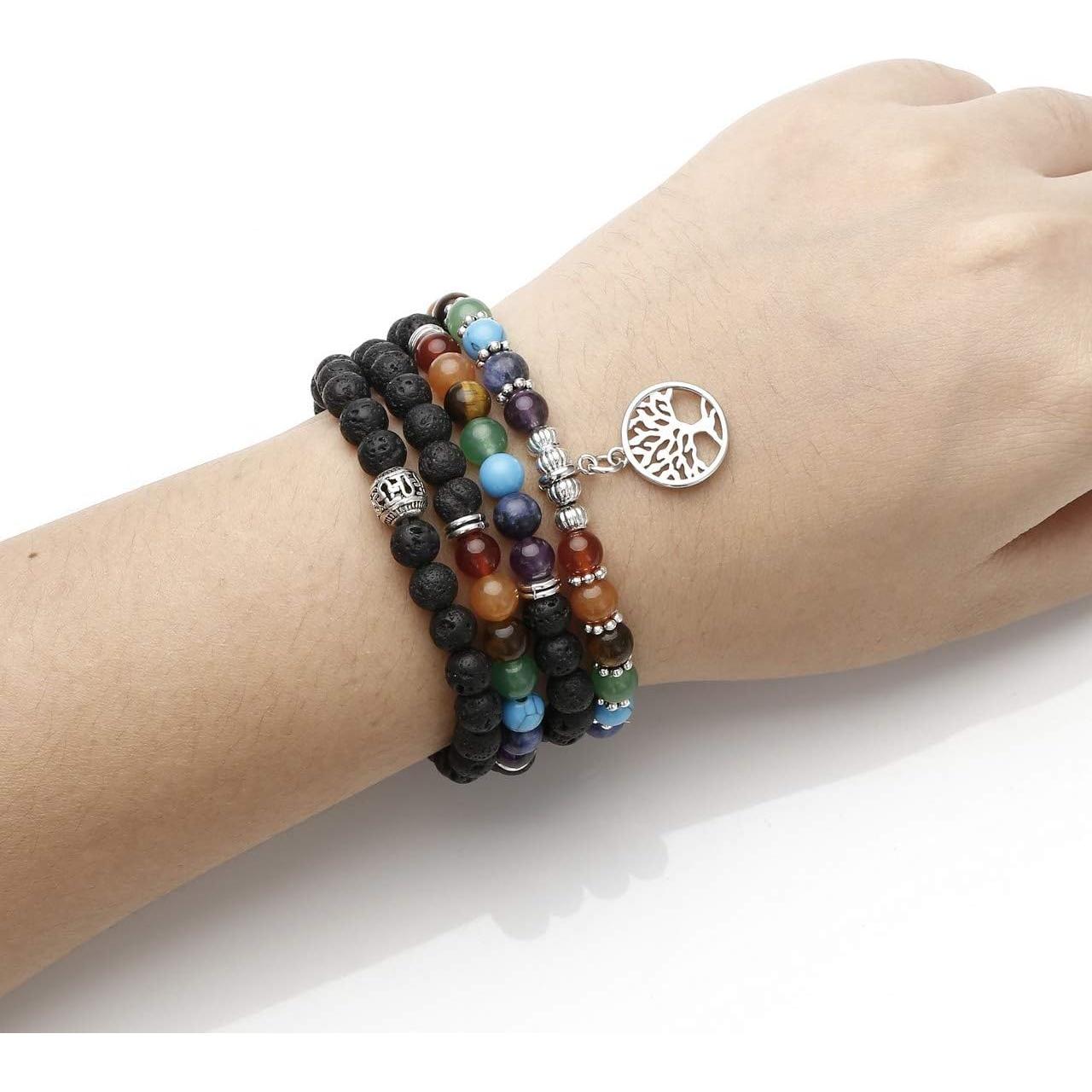 Pulsera de Chakra 108 JOVIVI de Roca de Lava 6mm