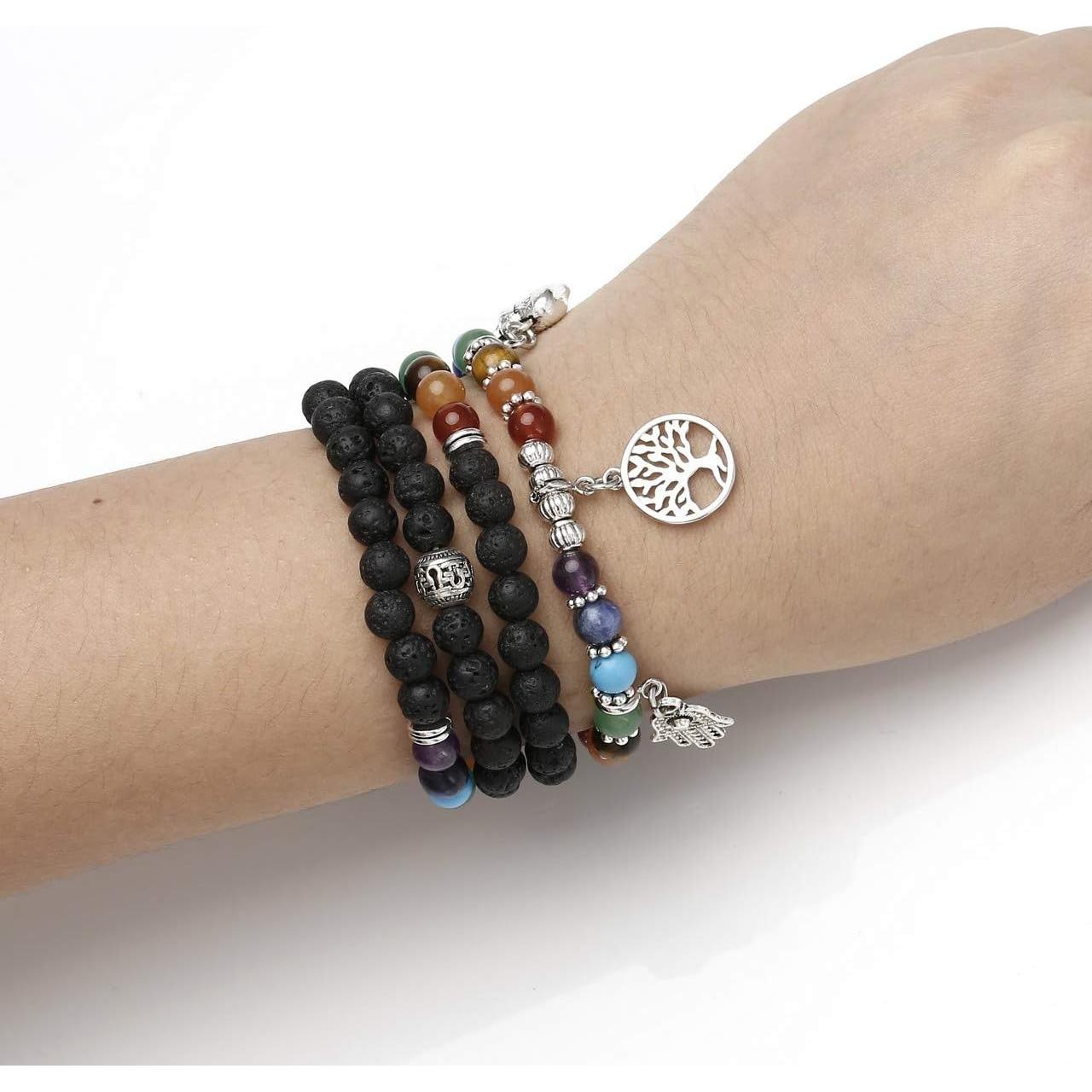 Pulsera de Chakra 108 JOVIVI de Roca de Lava 6mm