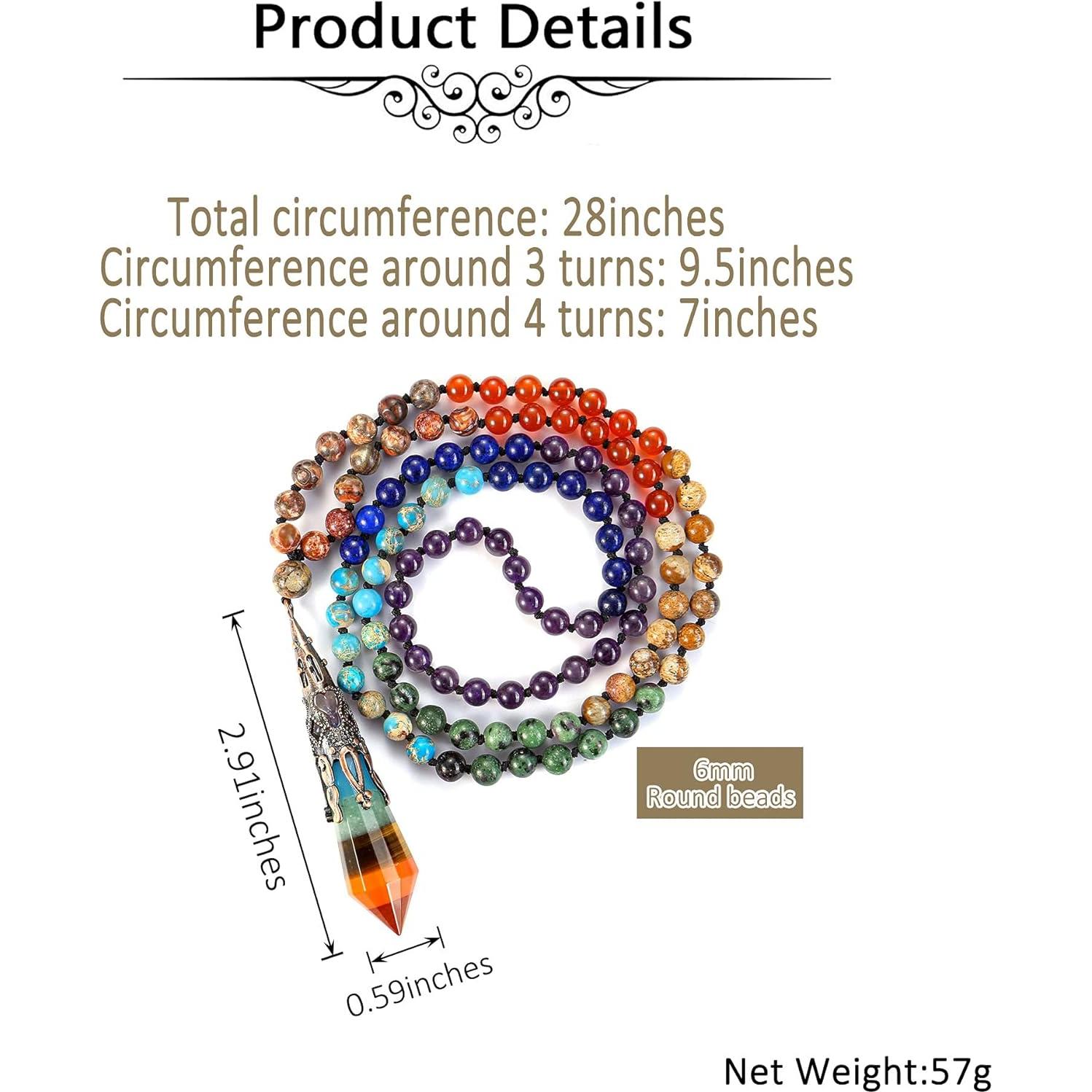 Pulsera Mala 108 Cuentas de Chakra Jovivi con Colgante Reiki