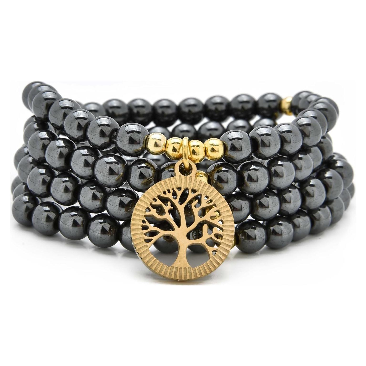 Mala de Meditación 108 Cuentas Hematita Árbol de la Vida