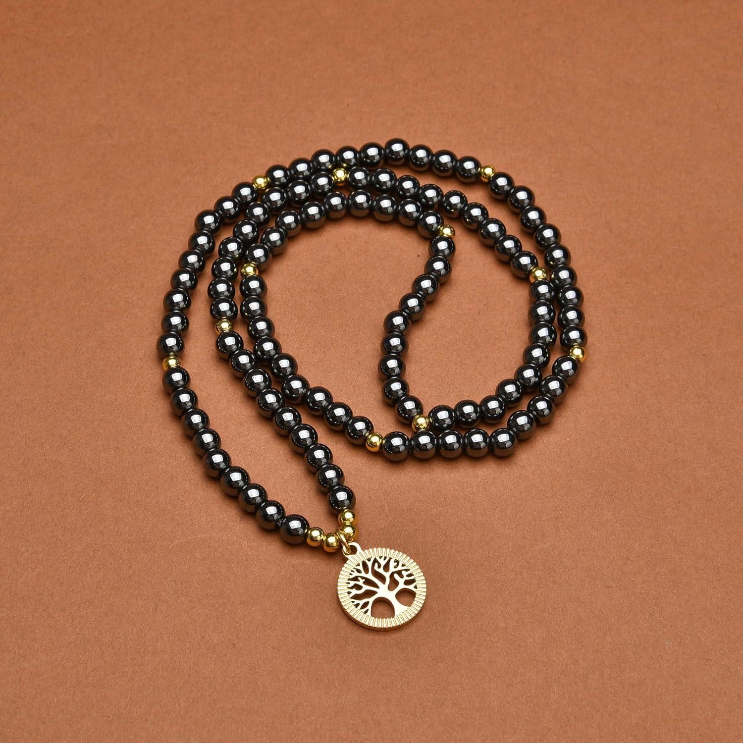 Mala de Meditación 108 Cuentas Hematita Árbol de la Vida