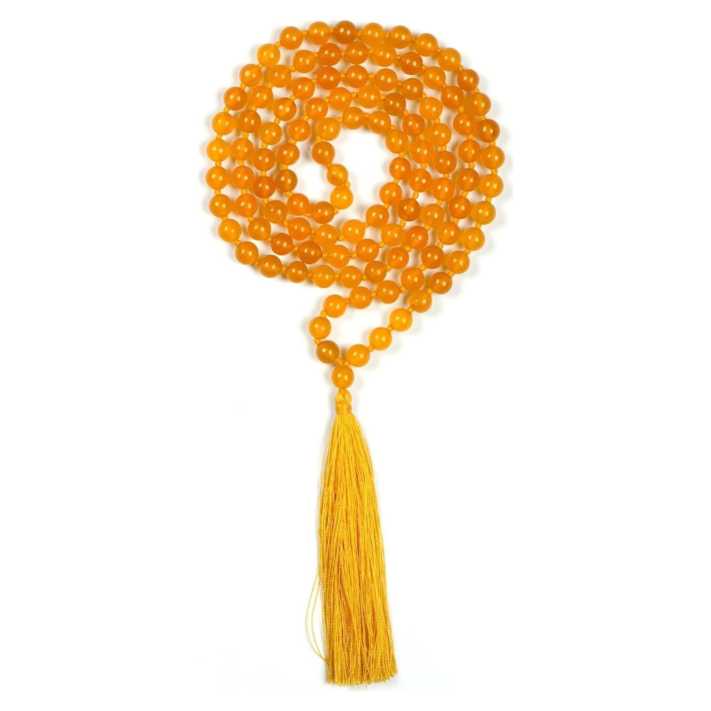 Collar Mala de Citrino Amarillo 108 Cuentas 8mm Hecho a Mano