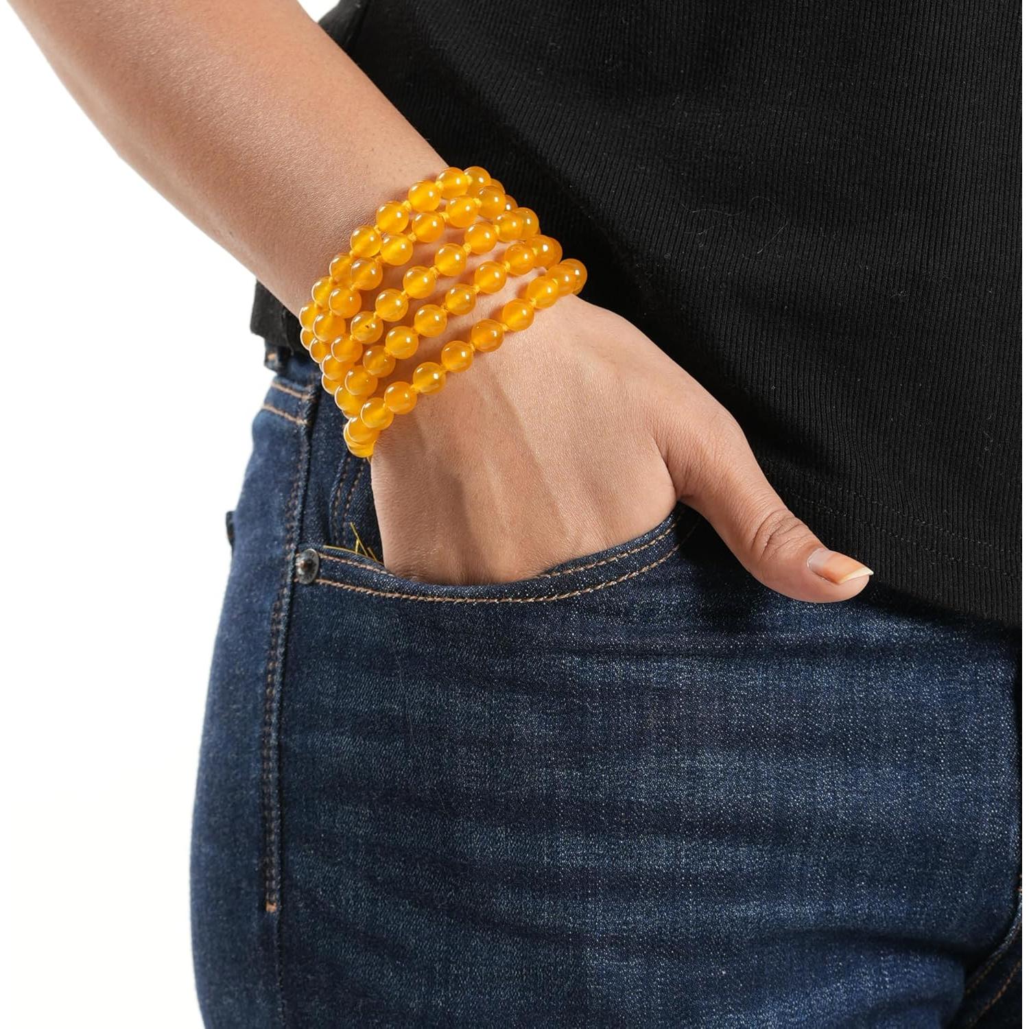 Collar Mala de Citrino Amarillo 108 Cuentas 8mm Hecho a Mano