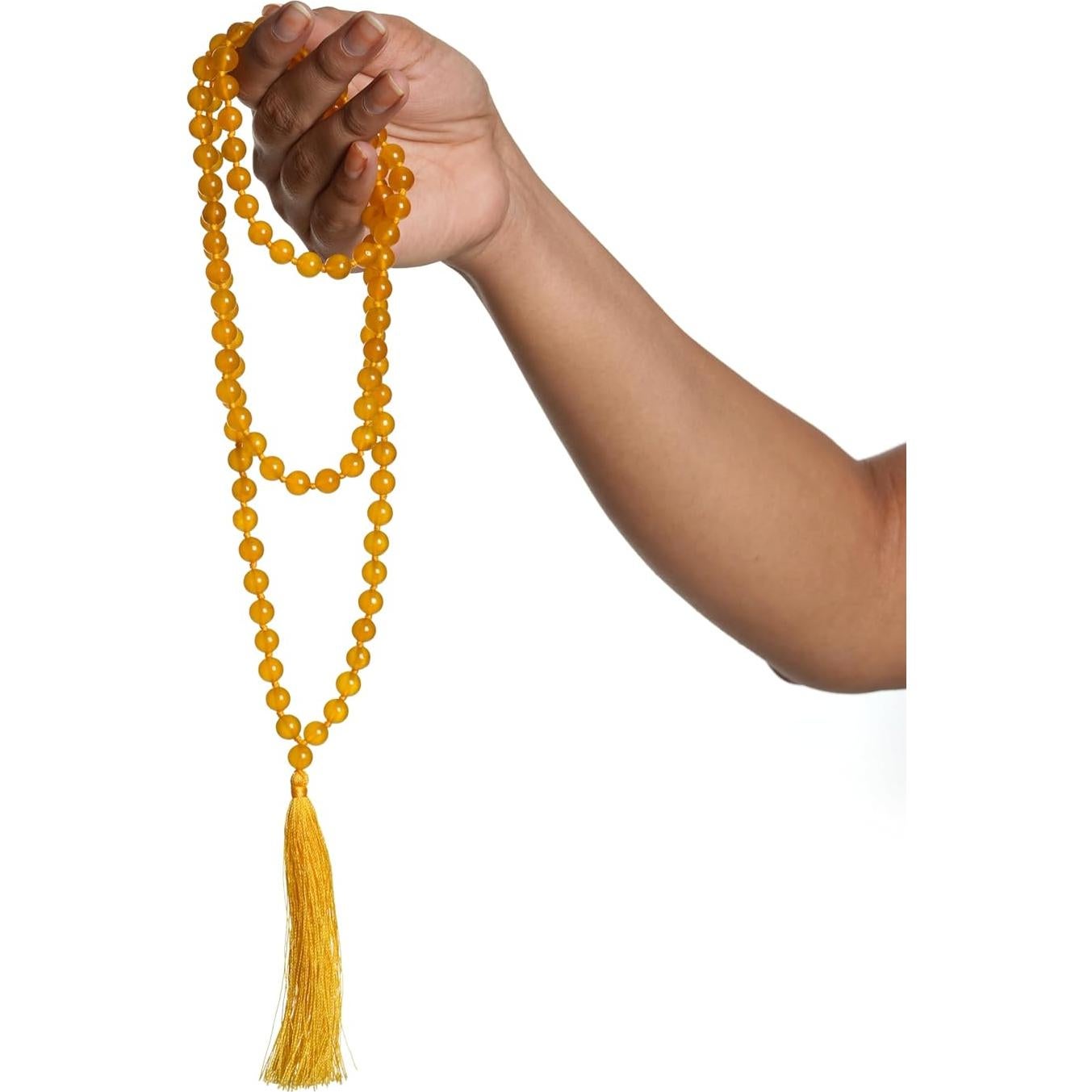 Collar Mala de Citrino Amarillo 108 Cuentas 8mm Hecho a Mano