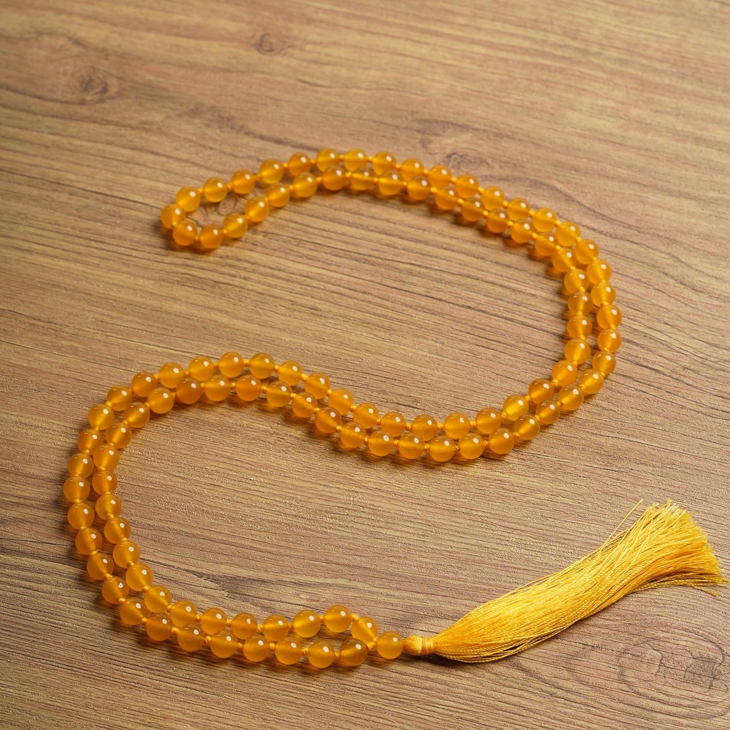 Collar Mala de Citrino Amarillo 108 Cuentas 8mm Hecho a Mano