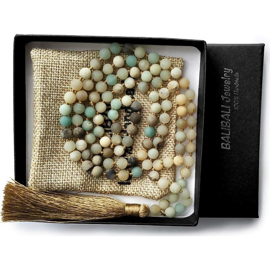 Collar de Mala BALIBALI 50cm de Amazonita con Borla 8cm