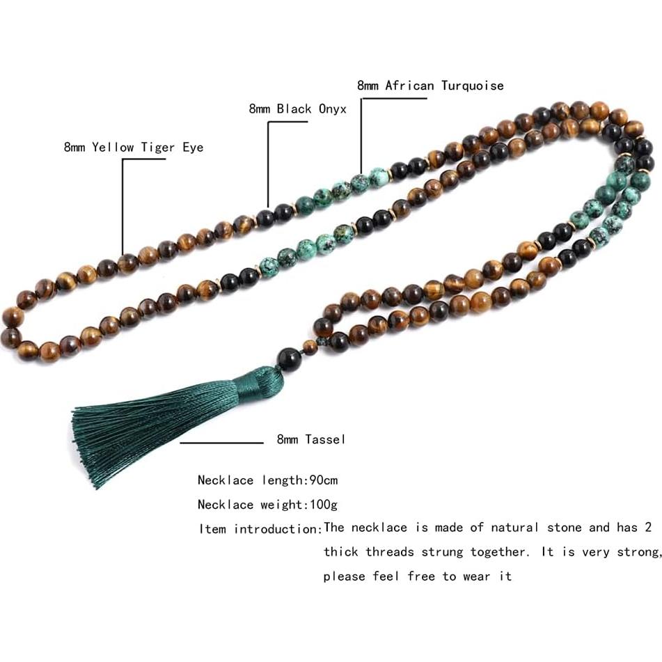 Collar de cuentas Mala 108 Hovaete piedras naturales 8mm