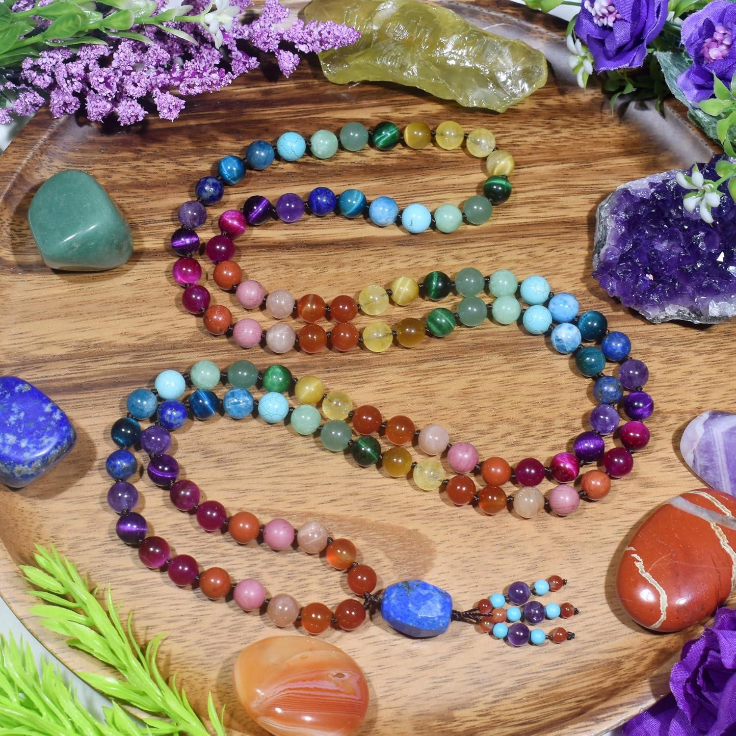 Collar de cuentas mala 108 Ayriwoyi piedras naturales 101.6 cm