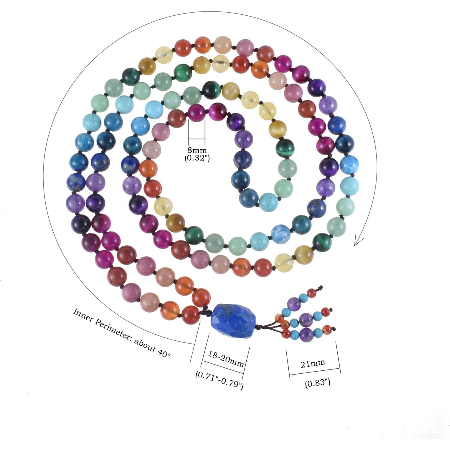 Collar de cuentas mala 108 Ayriwoyi piedras naturales 101.6 cm