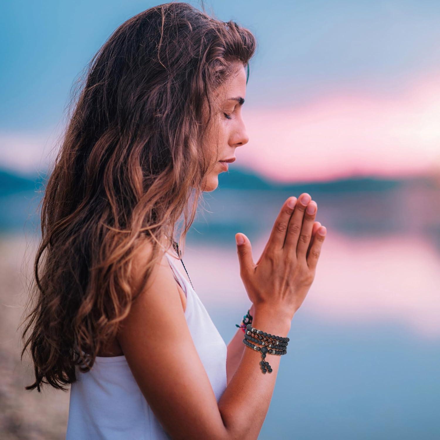 Pulsera Collar Mala 108 Cuentas COAI Ojo de Tigre y Ónix