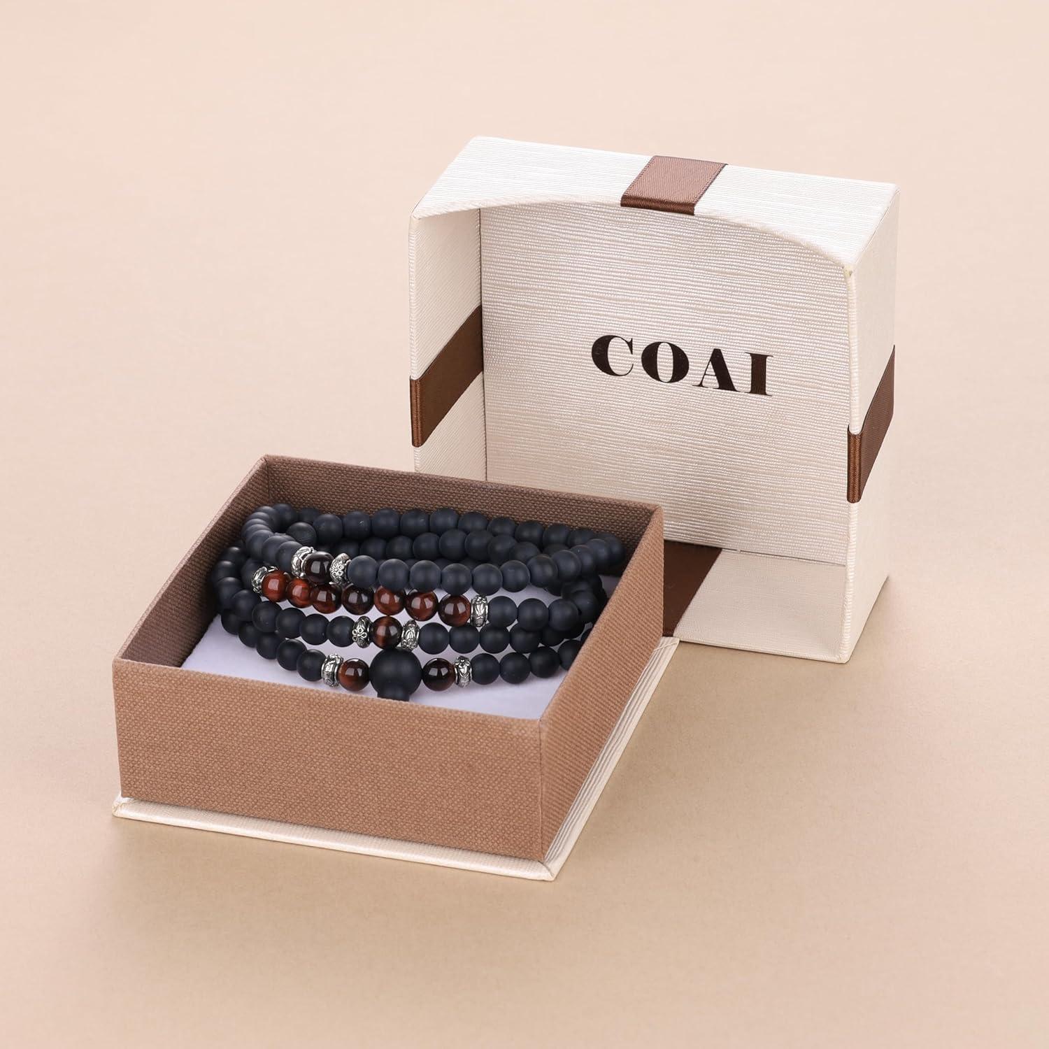 Pulsera Collar Mala 108 Cuentas COAI Ojo de Tigre y Ónix