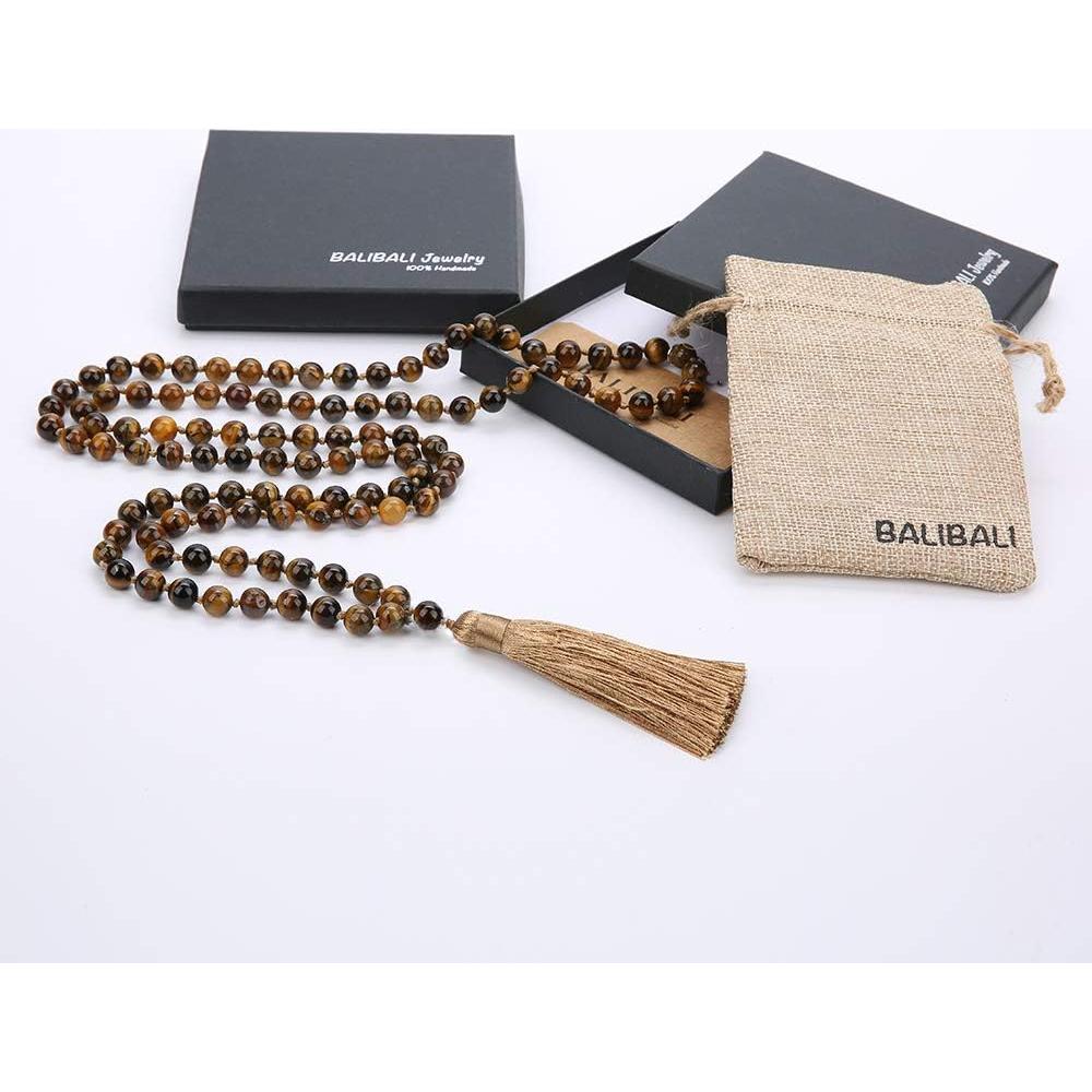 Collar Mala de Beads Chakra 50cm BALIBALI Ojo de Tigre