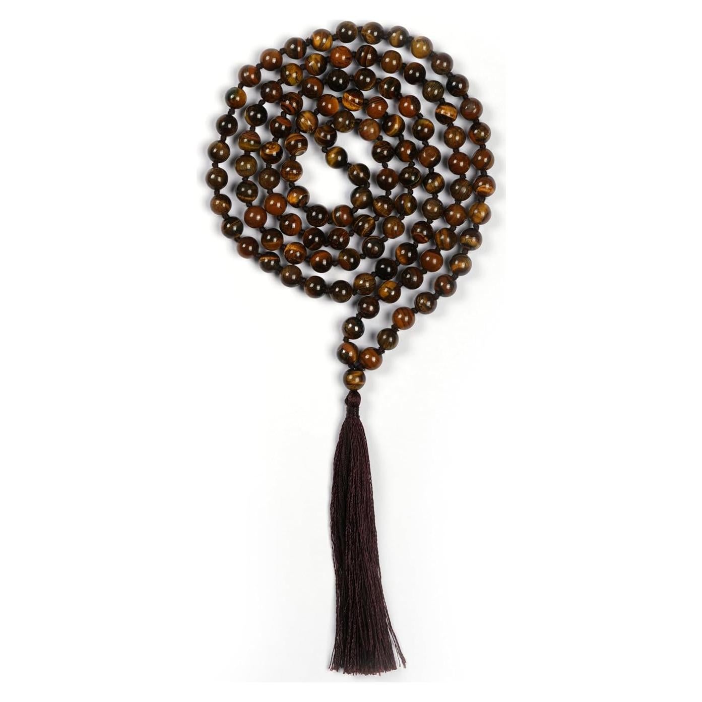 Collar de cuentas mala 108 de ojo de tigre amarillo 8mm