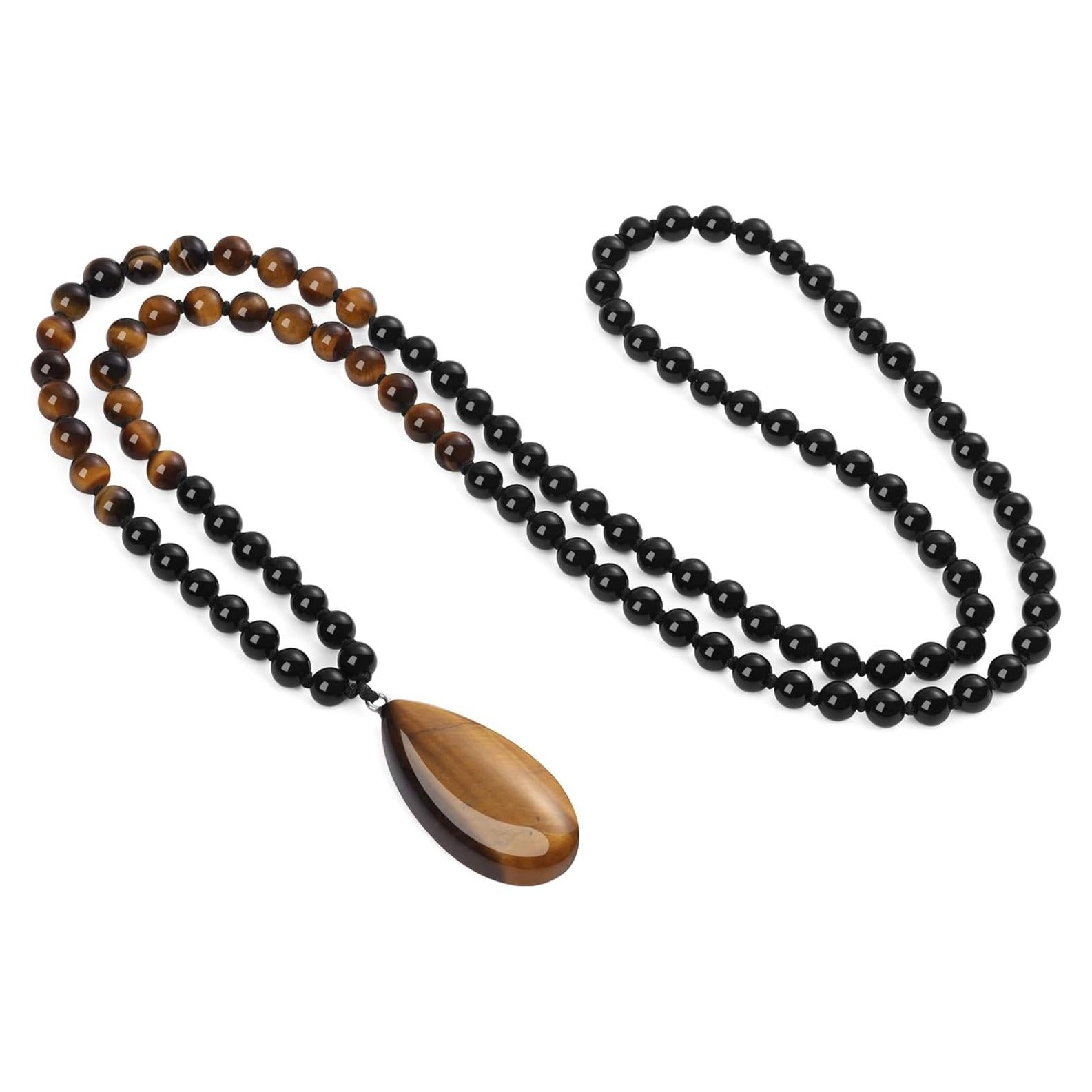 Collar de Cuentas Mala 108 COAI con Colgante Gota Onyx