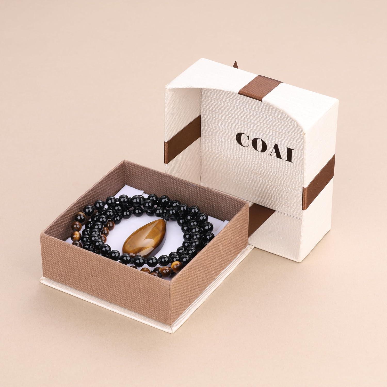 Collar de Cuentas Mala 108 COAI con Colgante Gota Onyx