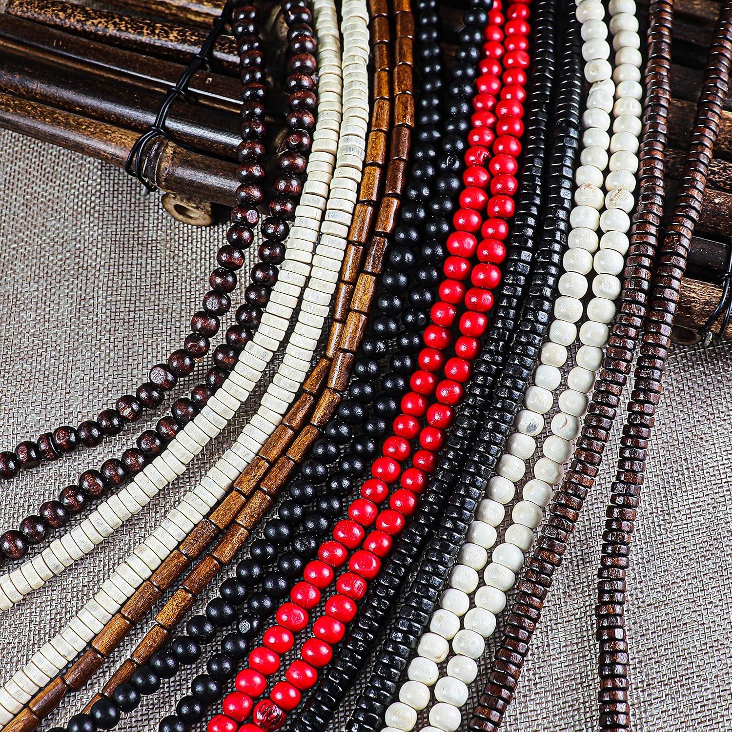 Collar de Madera Natural Colorful Bling 90 cm para Hombres y Mujeres