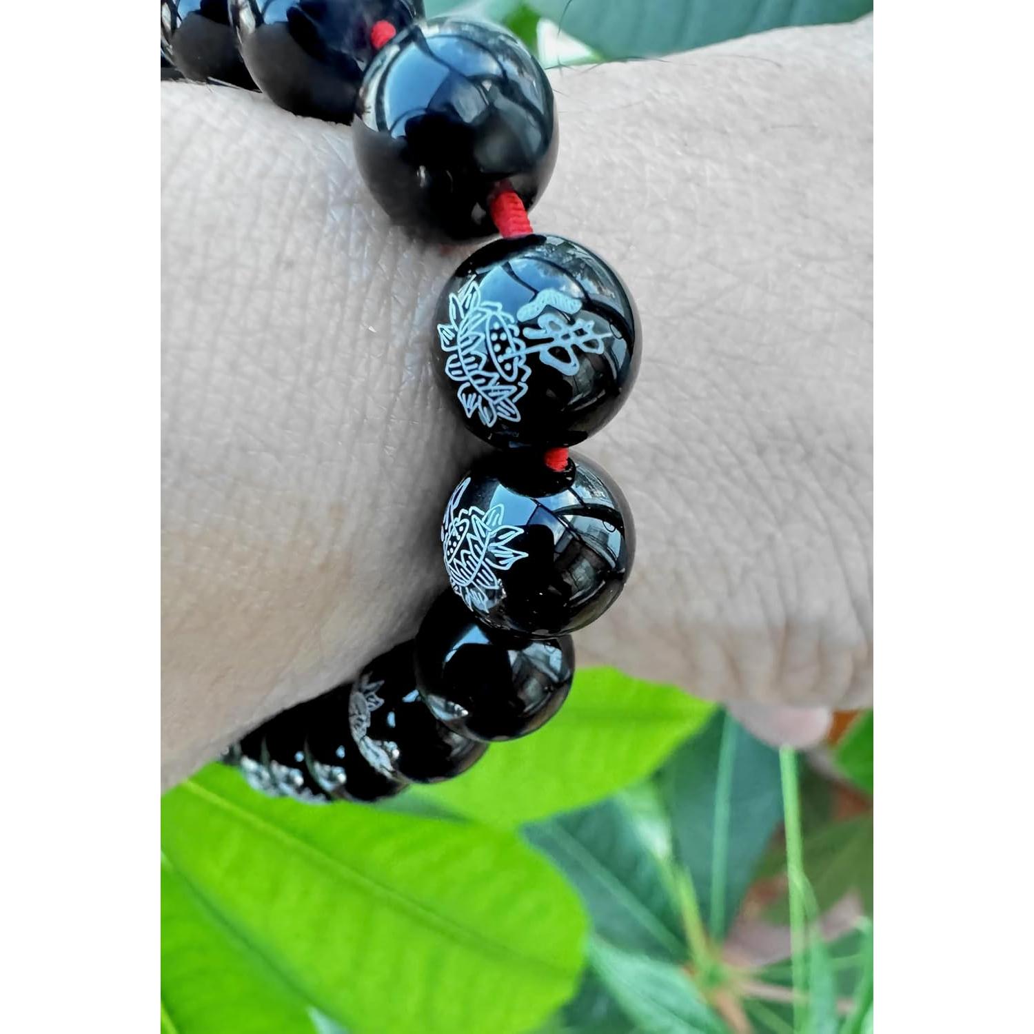 Brazalete de Obsidiana Negra Tibetano Budista Unisex