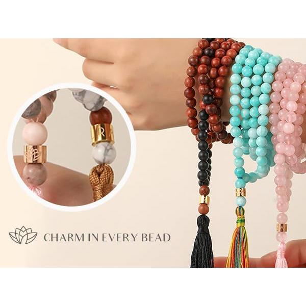 Collar Japamala AURA 108 Cuentas de Cuarzo Rosa 8 mm