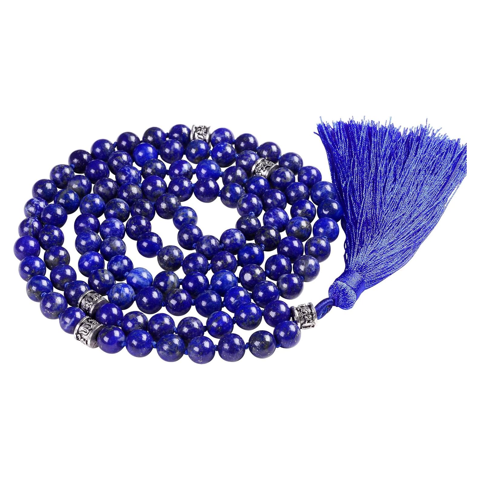 Collar de cuentas Japa Mala Malahill 108 piedras lapislázuli