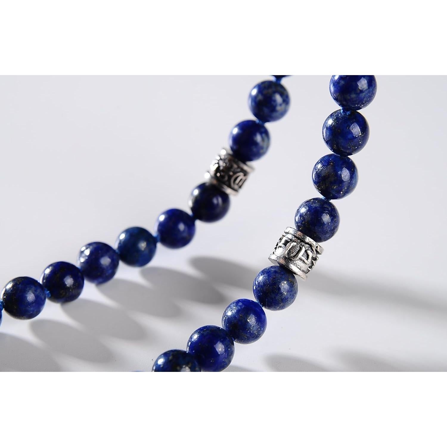 Collar de cuentas Japa Mala Malahill 108 piedras lapislázuli