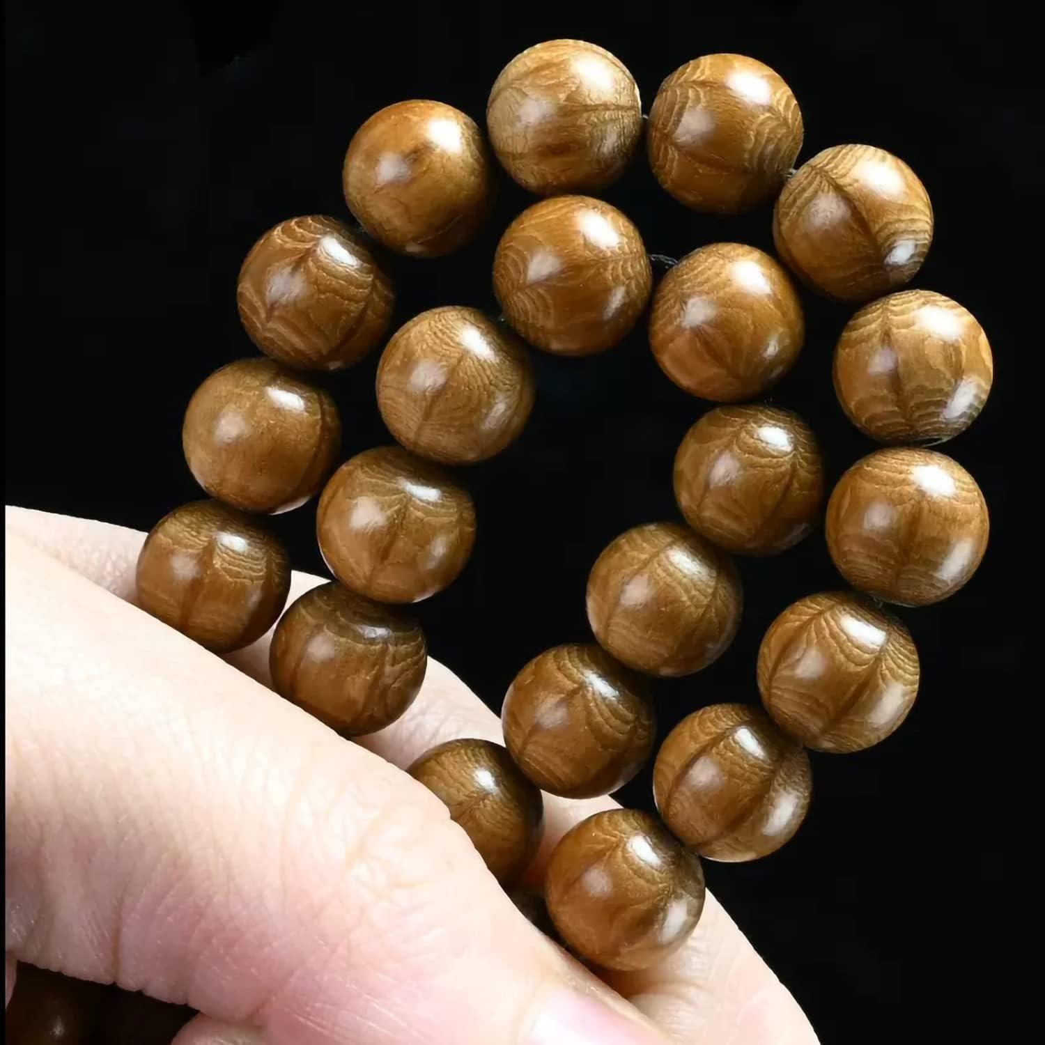 Pulsera Mala de Cuentas de Madera Natural FAZOVIN 108 Cuentas 10 mm