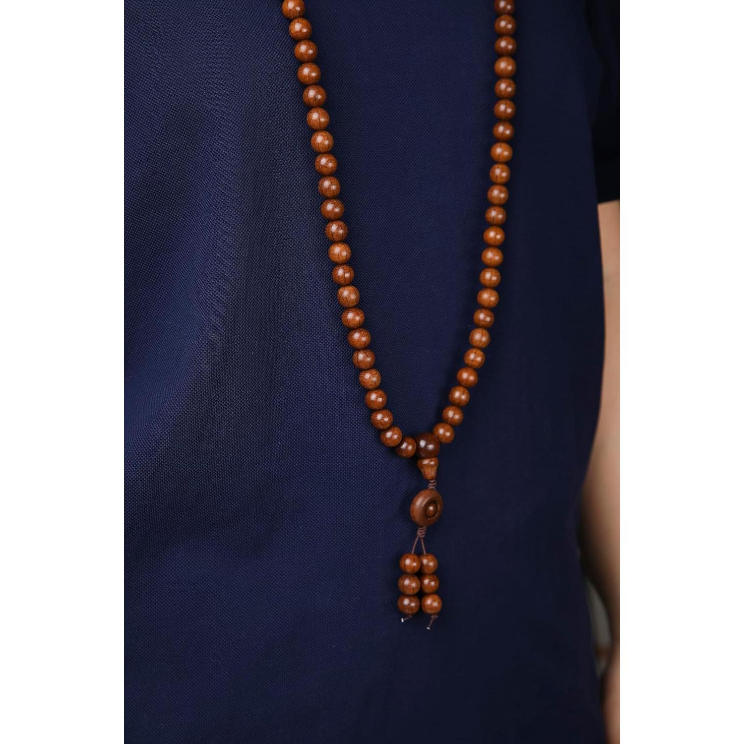 Pulsera Mala de Cuentas de Madera Natural FAZOVIN 108 Cuentas 10 mm