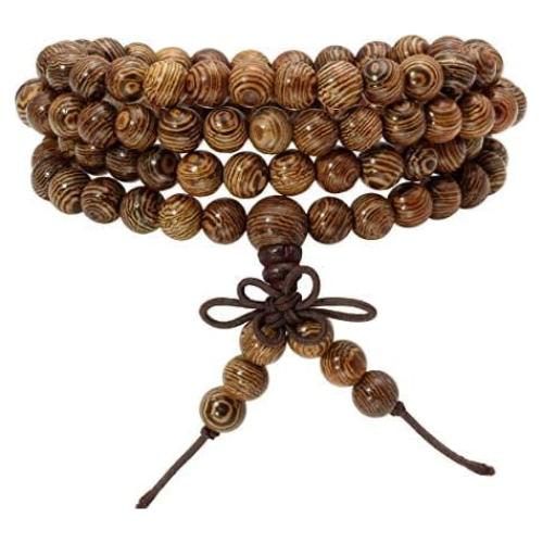 Pulsera de Cuentas de Lava 108 Eigso 6mm Wengué Unisex