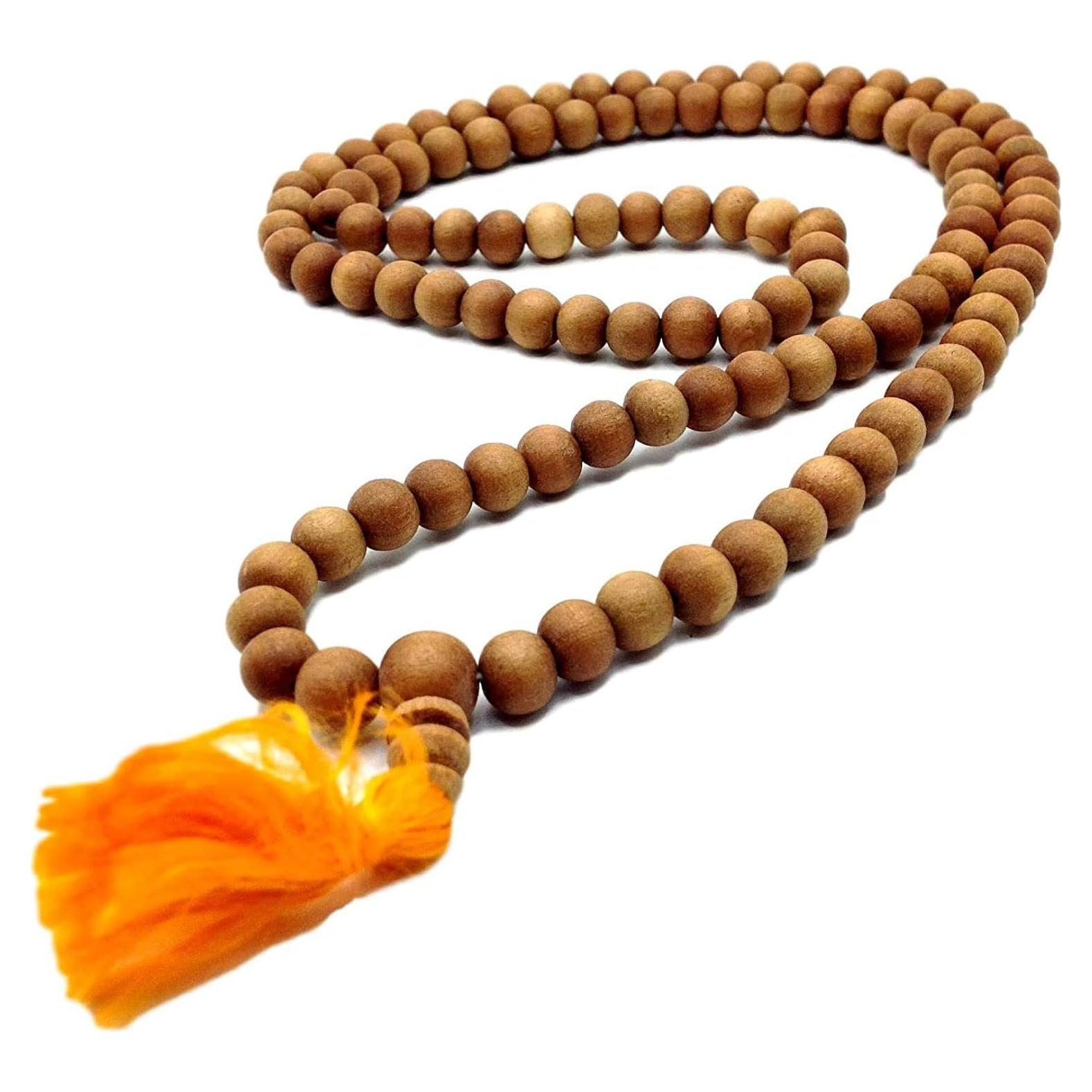 Collar Japa Mala de Sándalo Tibetano 108 Cuentas 8mm - Hecho a Mano