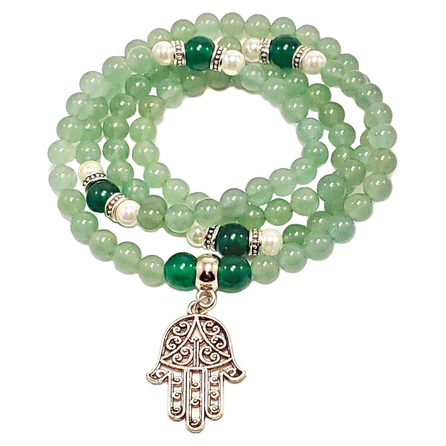 Collar Mala 108 Chakra Corazón - Aventurina Verde y Jade