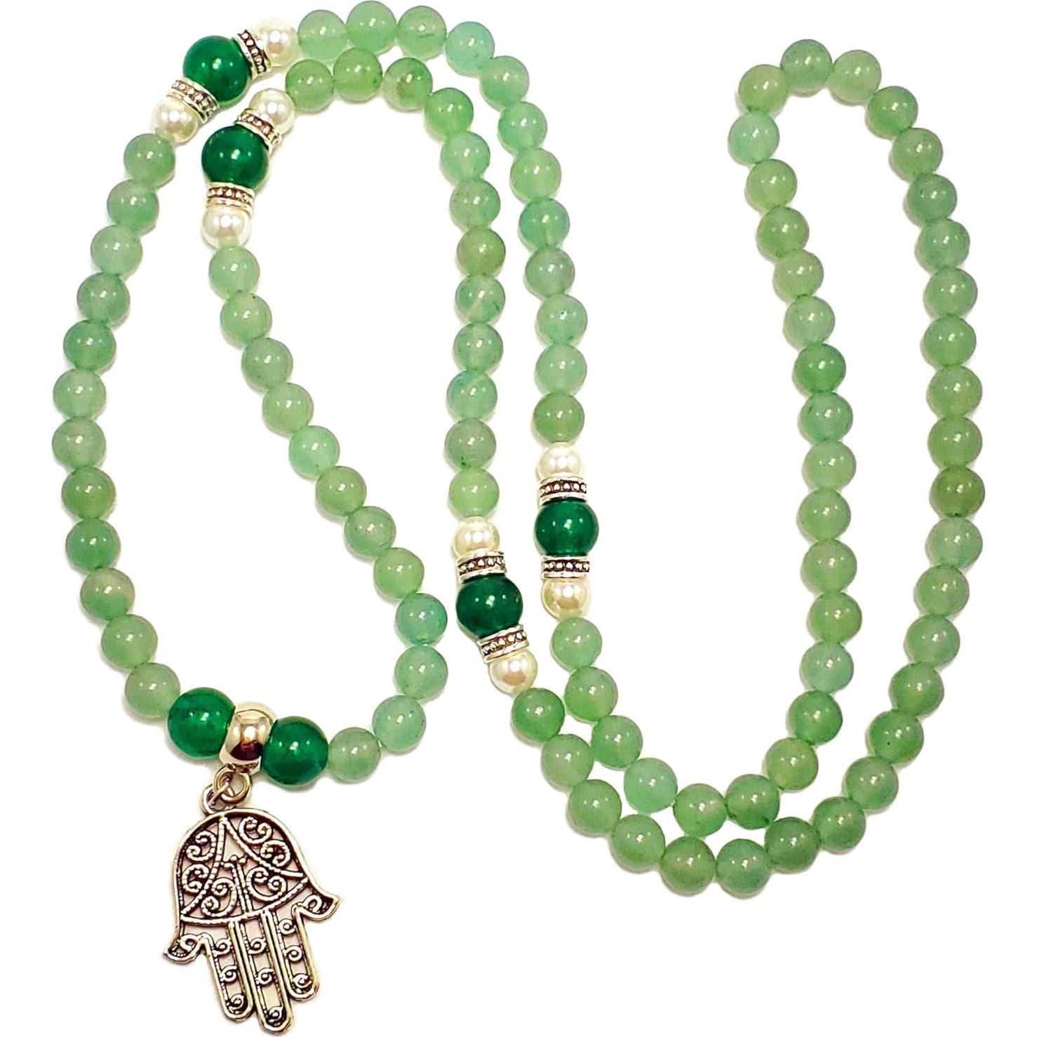 Collar Mala 108 Chakra Corazón - Aventurina Verde y Jade