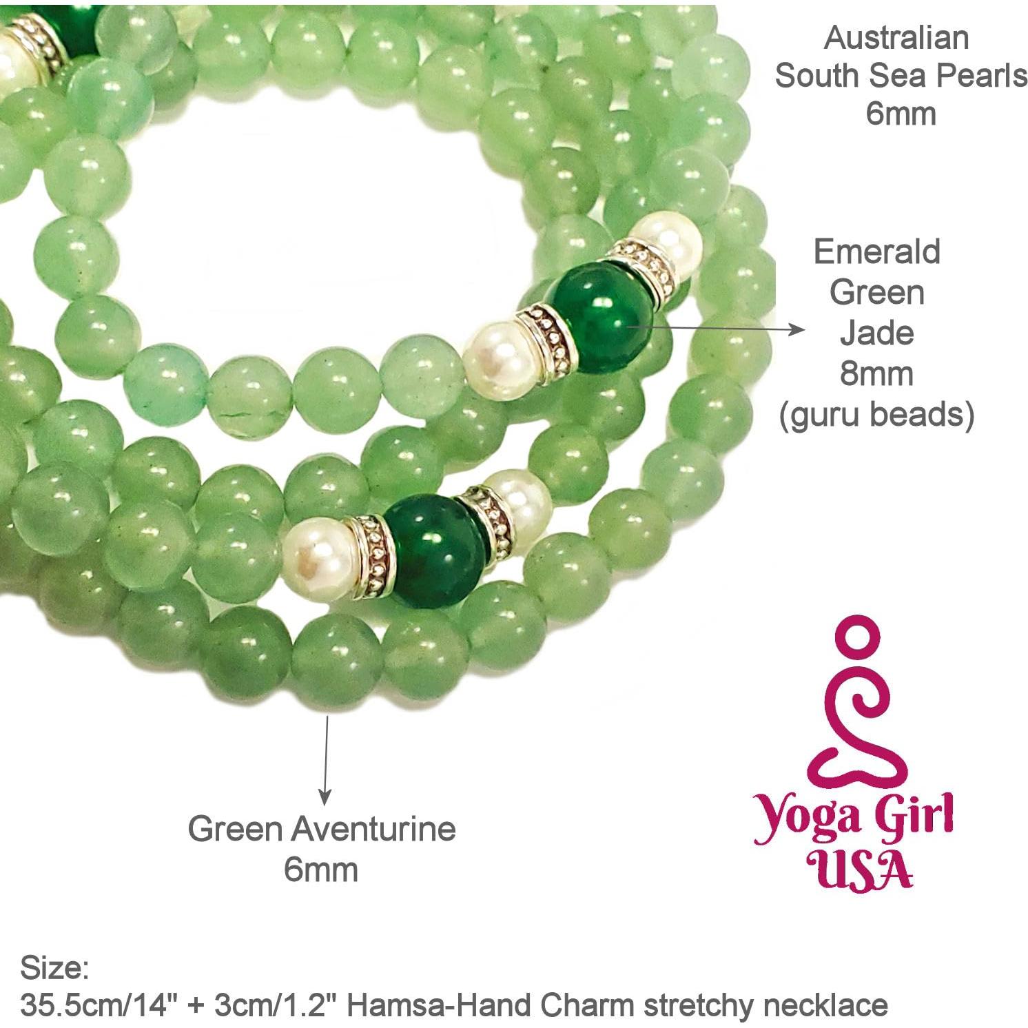 Collar Mala 108 Chakra Corazón - Aventurina Verde y Jade