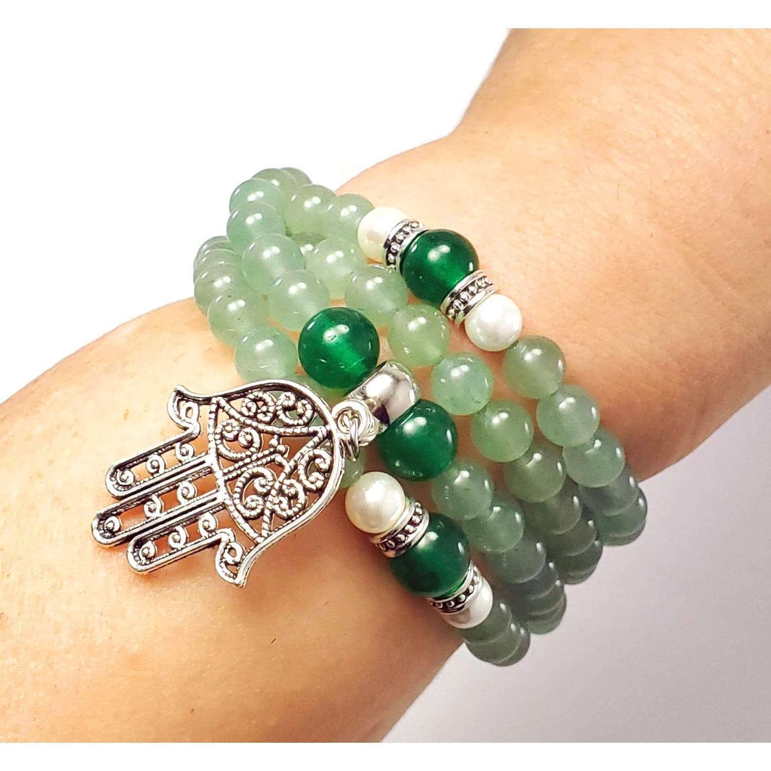 Collar Mala 108 Chakra Corazón - Aventurina Verde y Jade