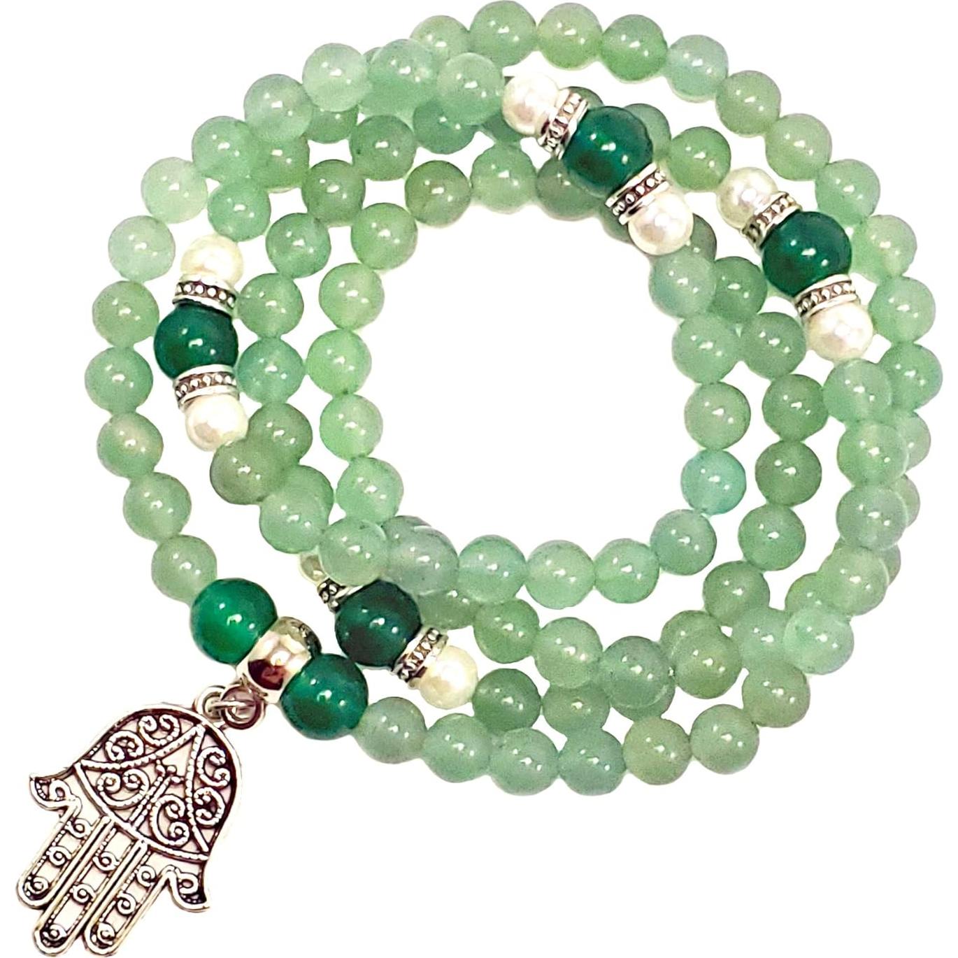 Collar Mala 108 Chakra Corazón - Aventurina Verde y Jade