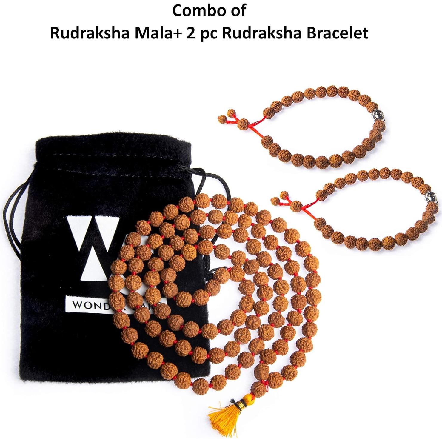 Mala Rudraksha Wonder Care 108 cuentas 8mm + 2 pulseras buda