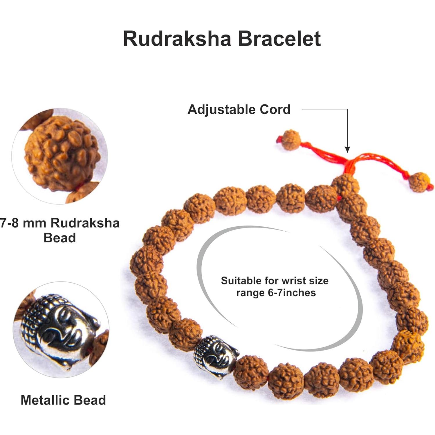 Mala Rudraksha Wonder Care 108 cuentas 8mm + 2 pulseras buda
