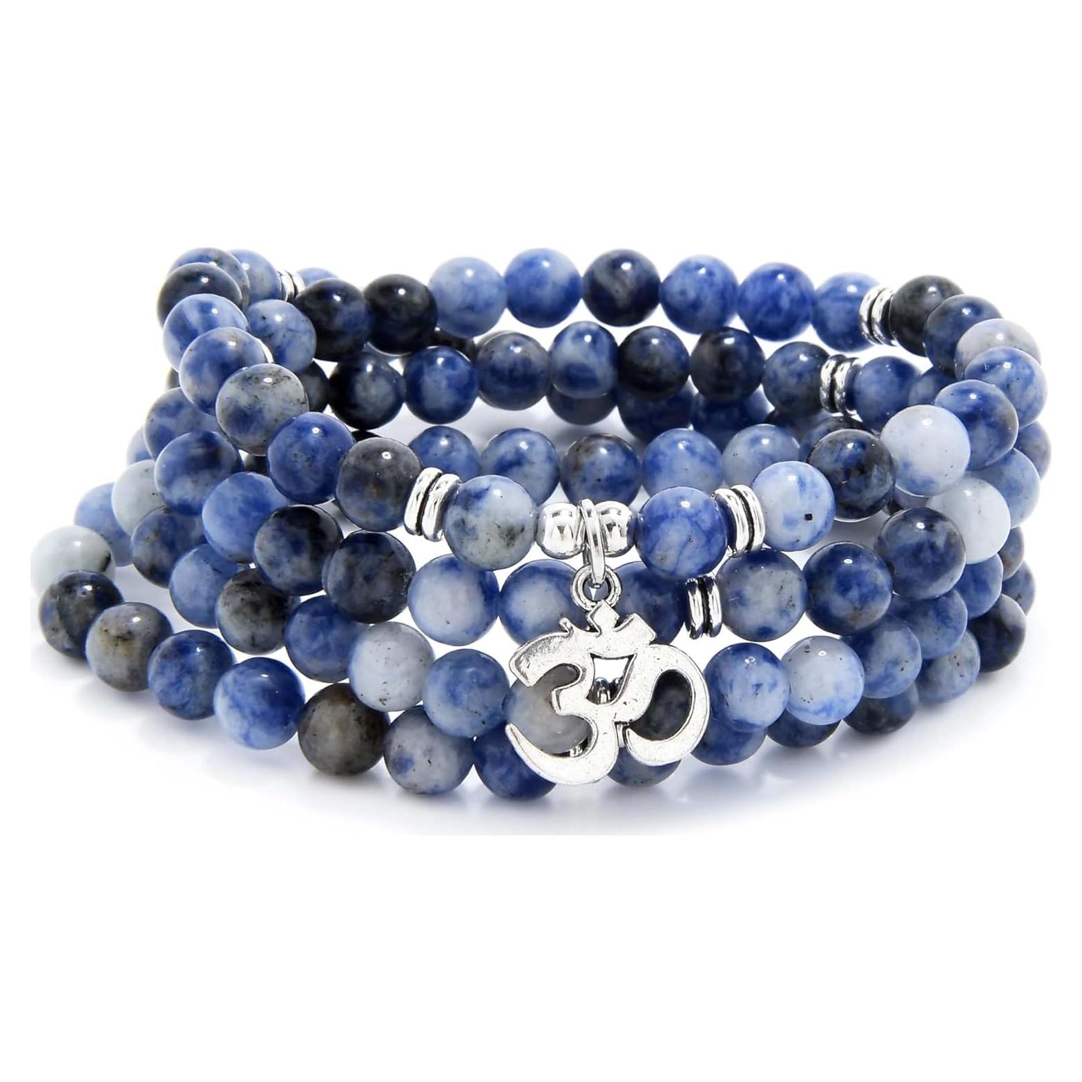 Pulsera Mala de 108 Cuentas Jaspe Ágata Om 38.1 cm