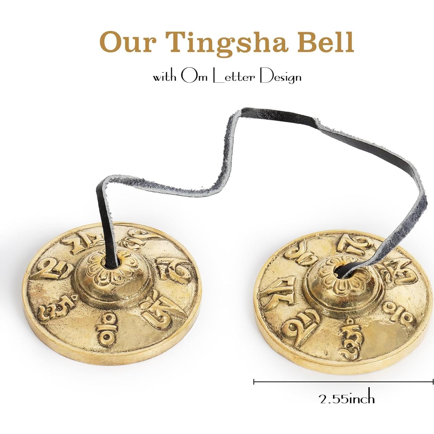 Címbalos Tingsha Tibetanos Hihealer - Om Mani Padme Hum - 6.35 cm