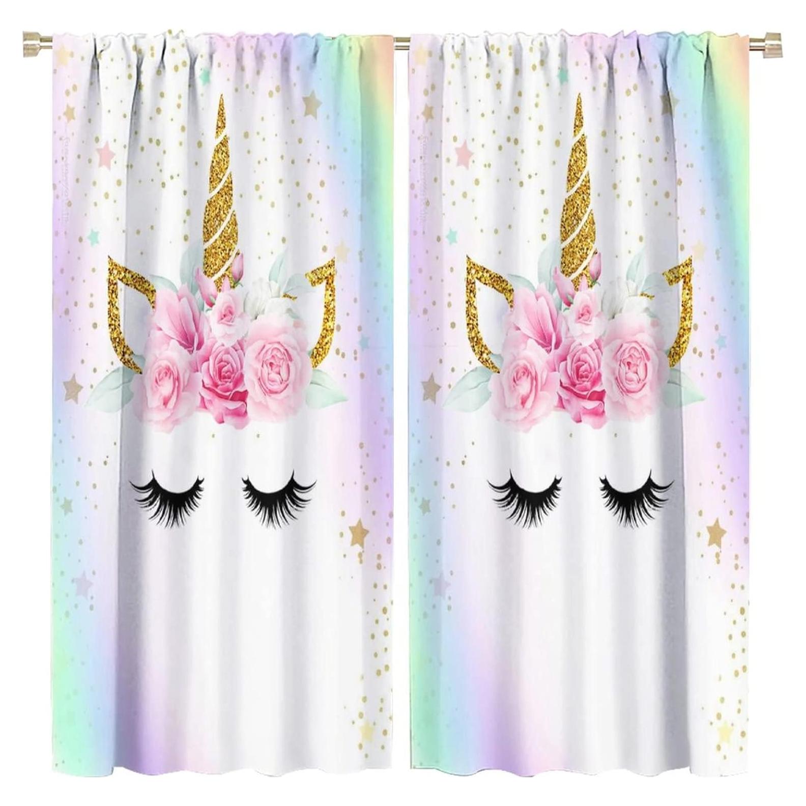 Cortinas de Unicornio SXXLDNG 2 Paneles 91x160 cm