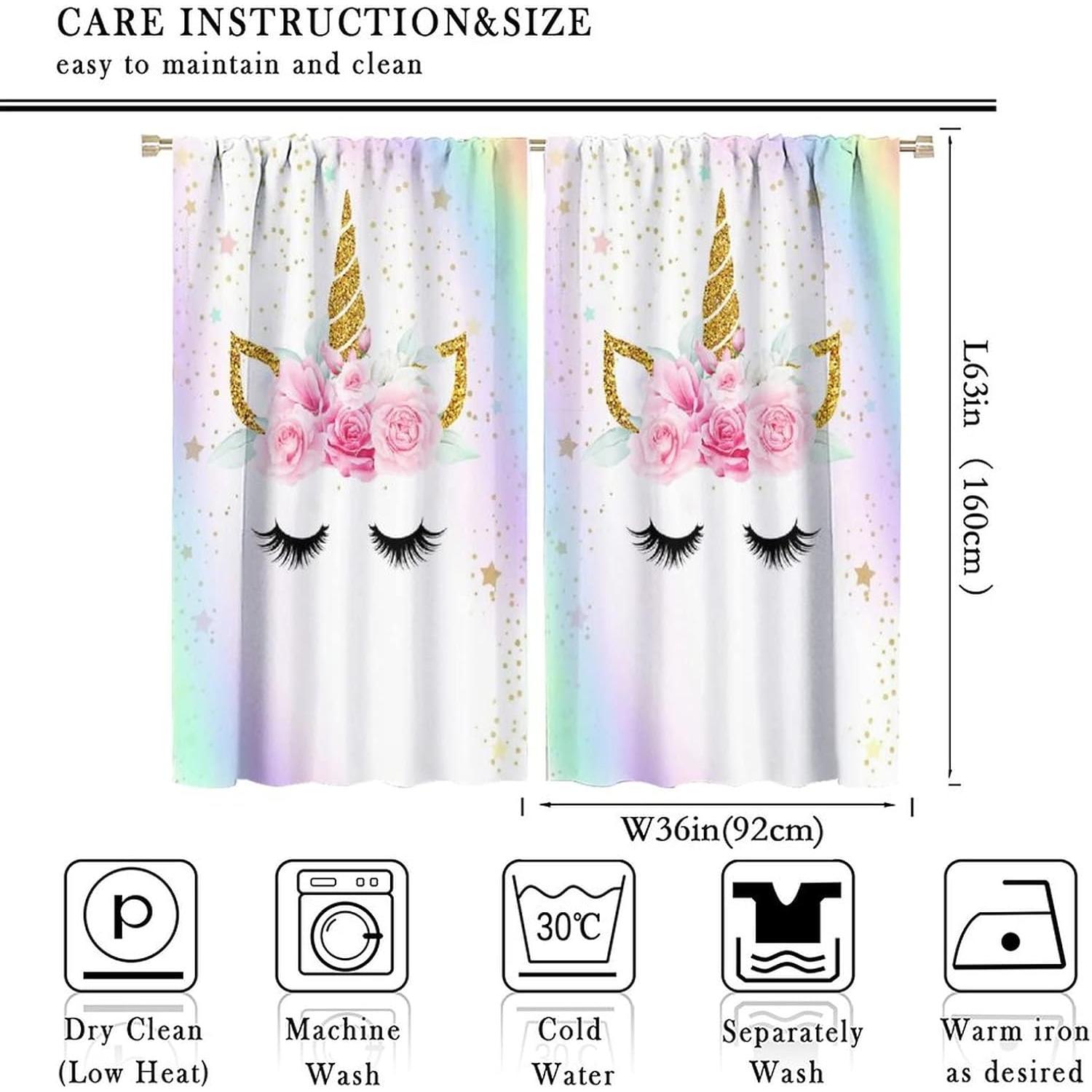 Cortinas de Unicornio SXXLDNG 2 Paneles 91x160 cm