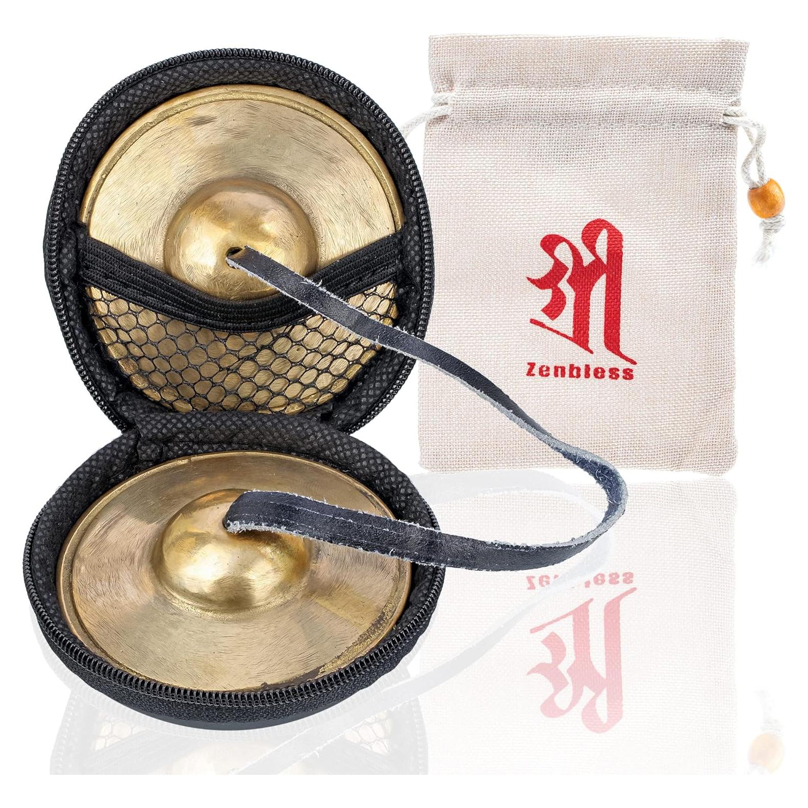 Címbalos Tingsha ZenBless Tibetanos 6.6cm con Caja y Funda