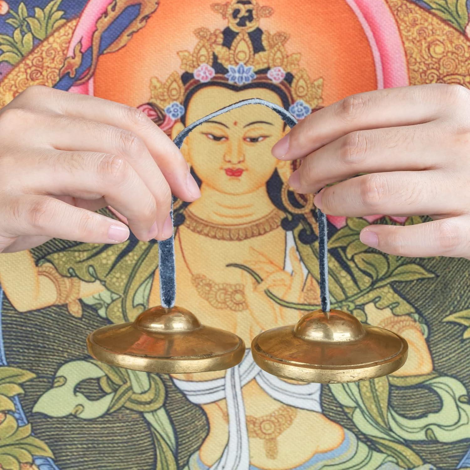 Címbalos Tingsha ZenBless Tibetanos 6.6cm con Caja y Funda