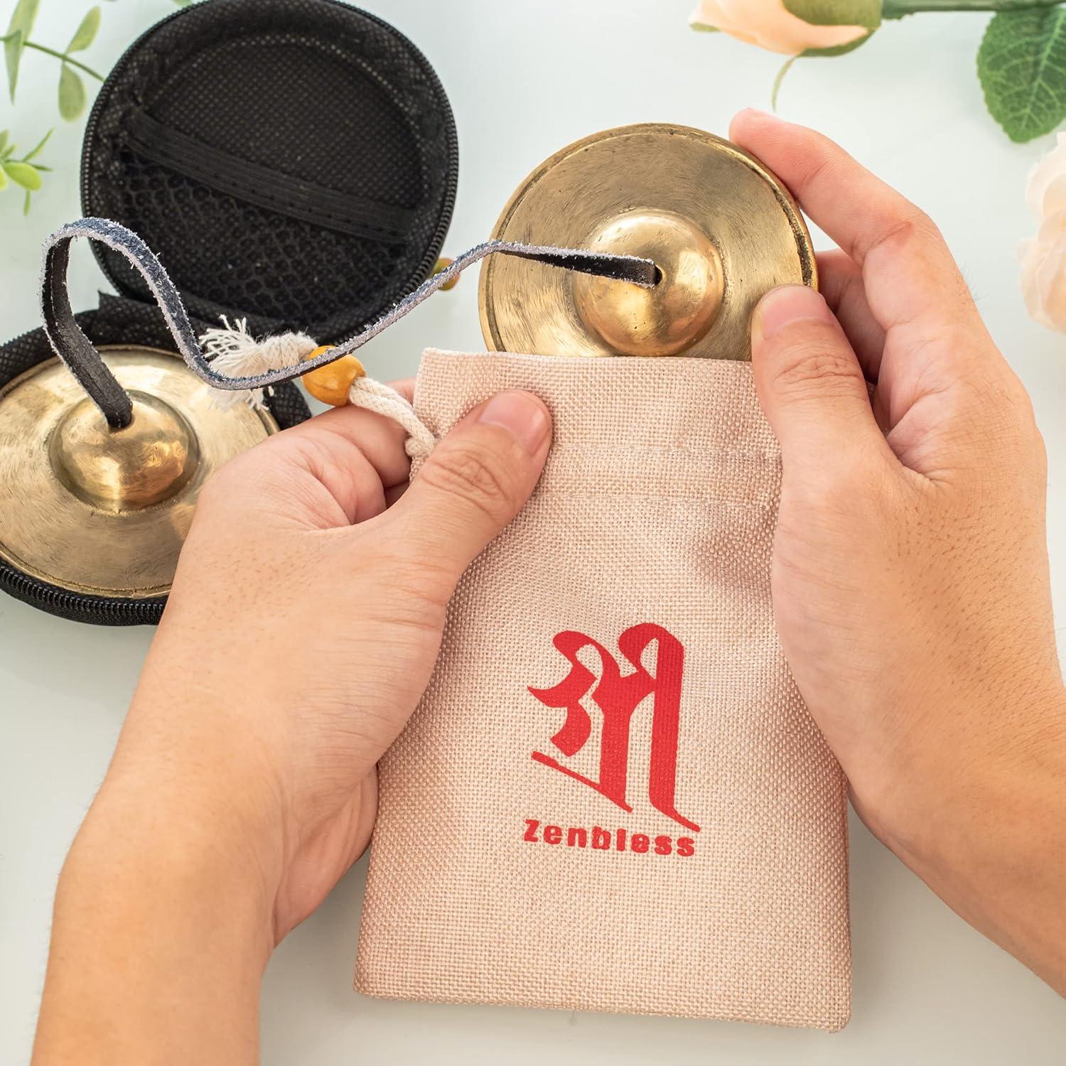 Címbalos Tingsha ZenBless Tibetanos 6.6cm con Caja y Funda