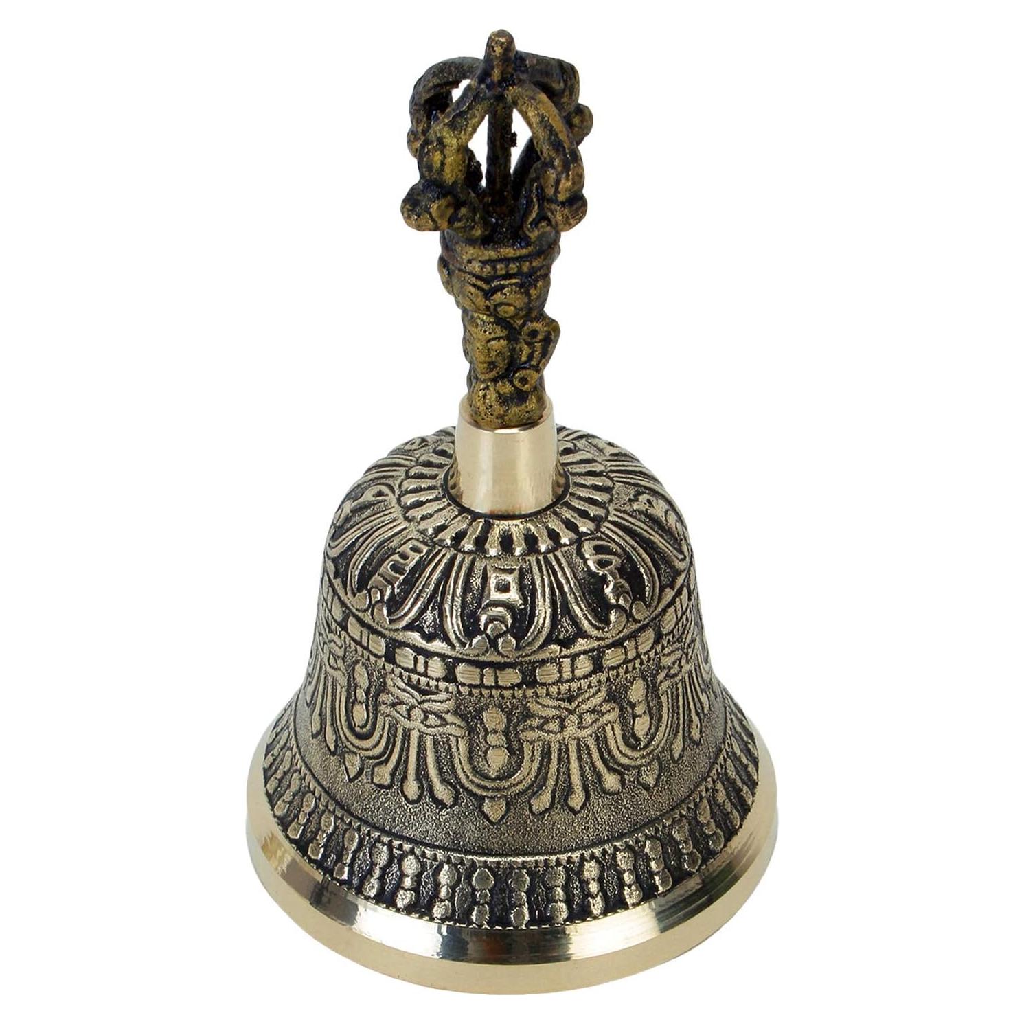 Campana de Mano Tibetana Dorje Vajra 12.7 cm Latón Hecha a Mano
