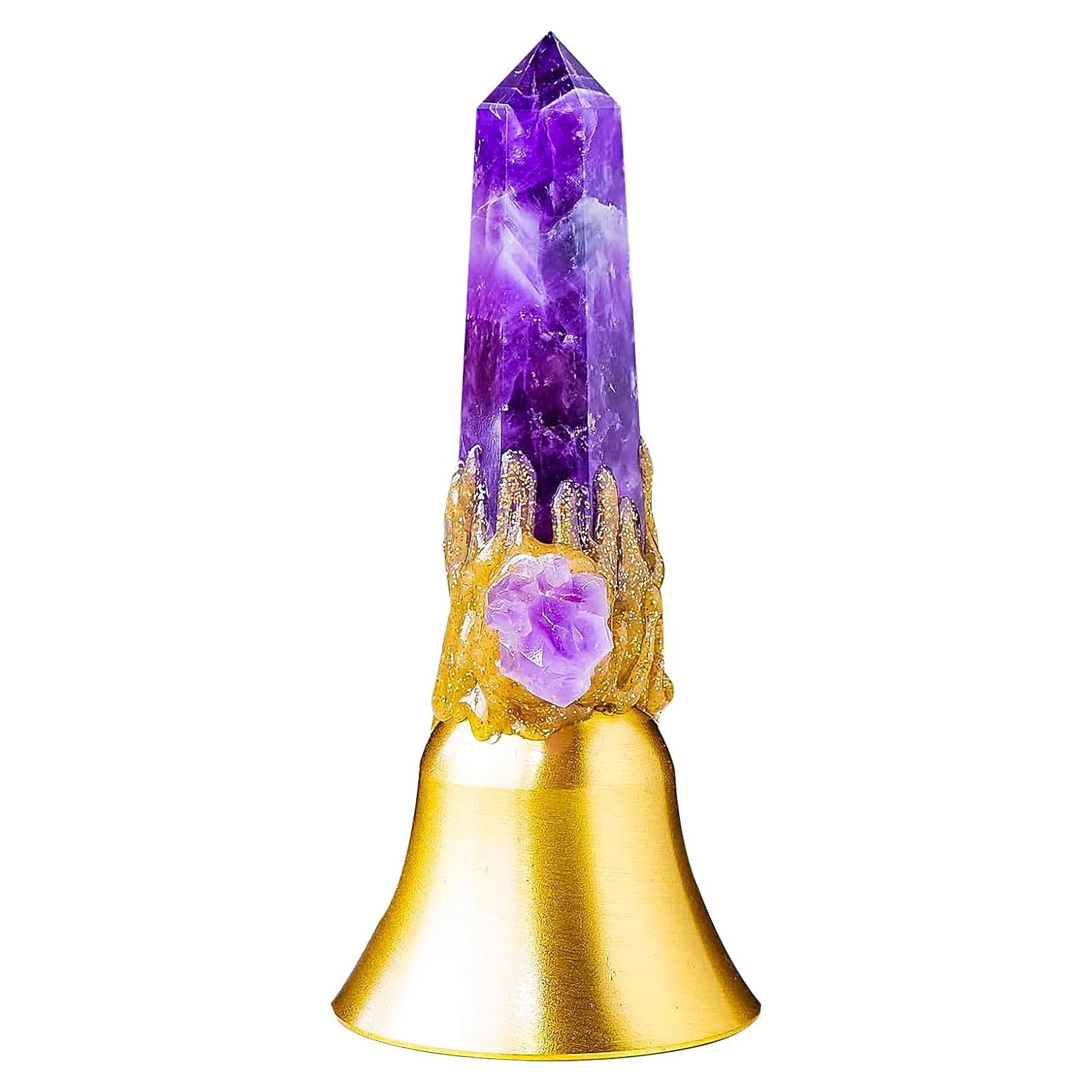 Campana de Mano de Latón Amatista 11.5 cm para Meditación
