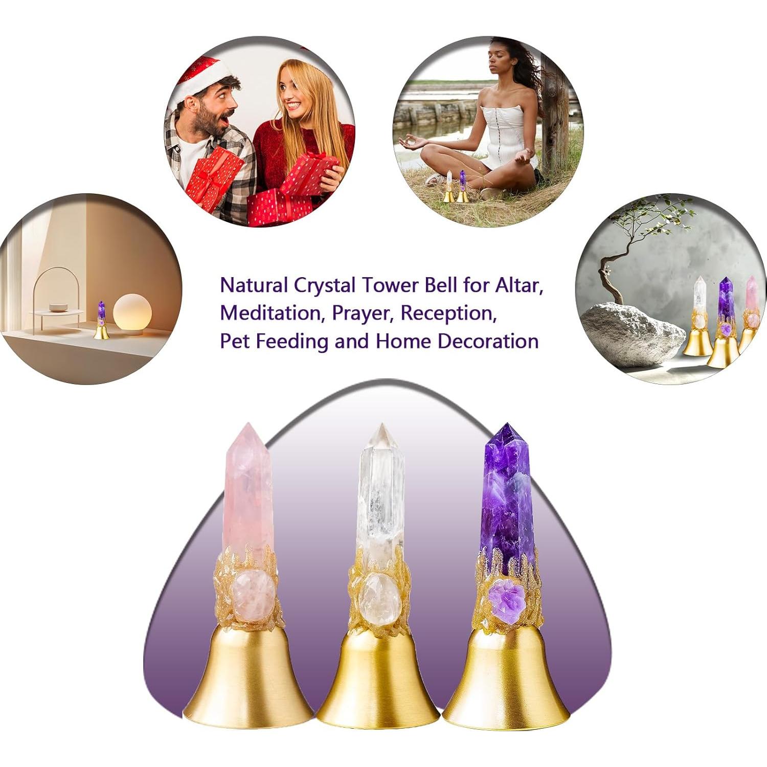 Campana de Mano de Latón Amatista 11.5 cm para Meditación