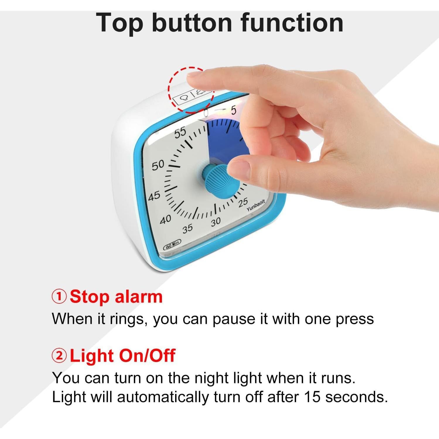 Temporizador Visual Yunbaoit 60 Minutos Azul Claro Silencioso