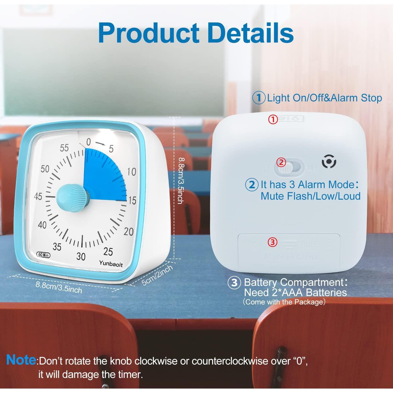 Temporizador Visual Yunbaoit 60 Minutos Azul Claro Silencioso