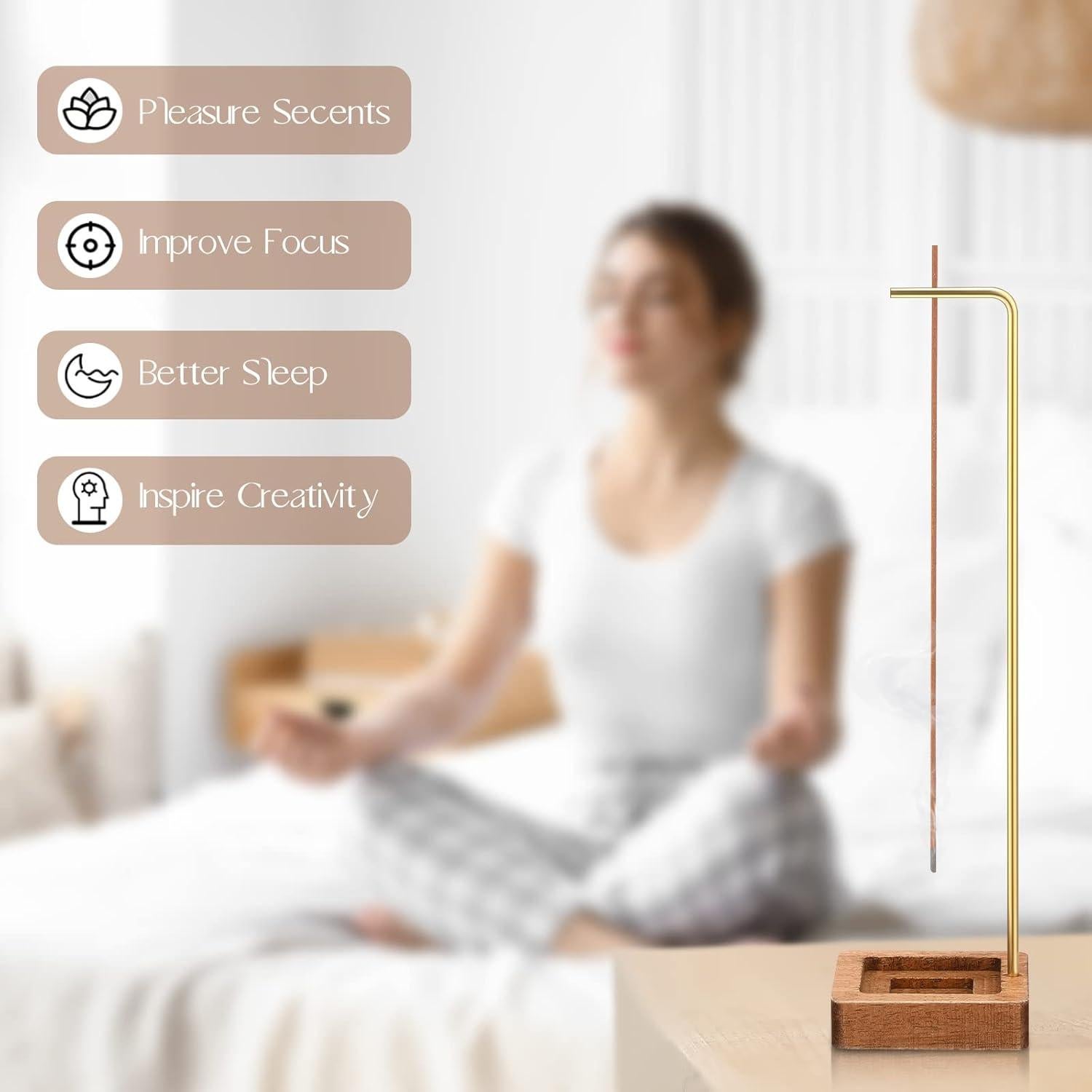 Soporte de Incienso Invertido Treela - 2 Juegos de Madera y Latón