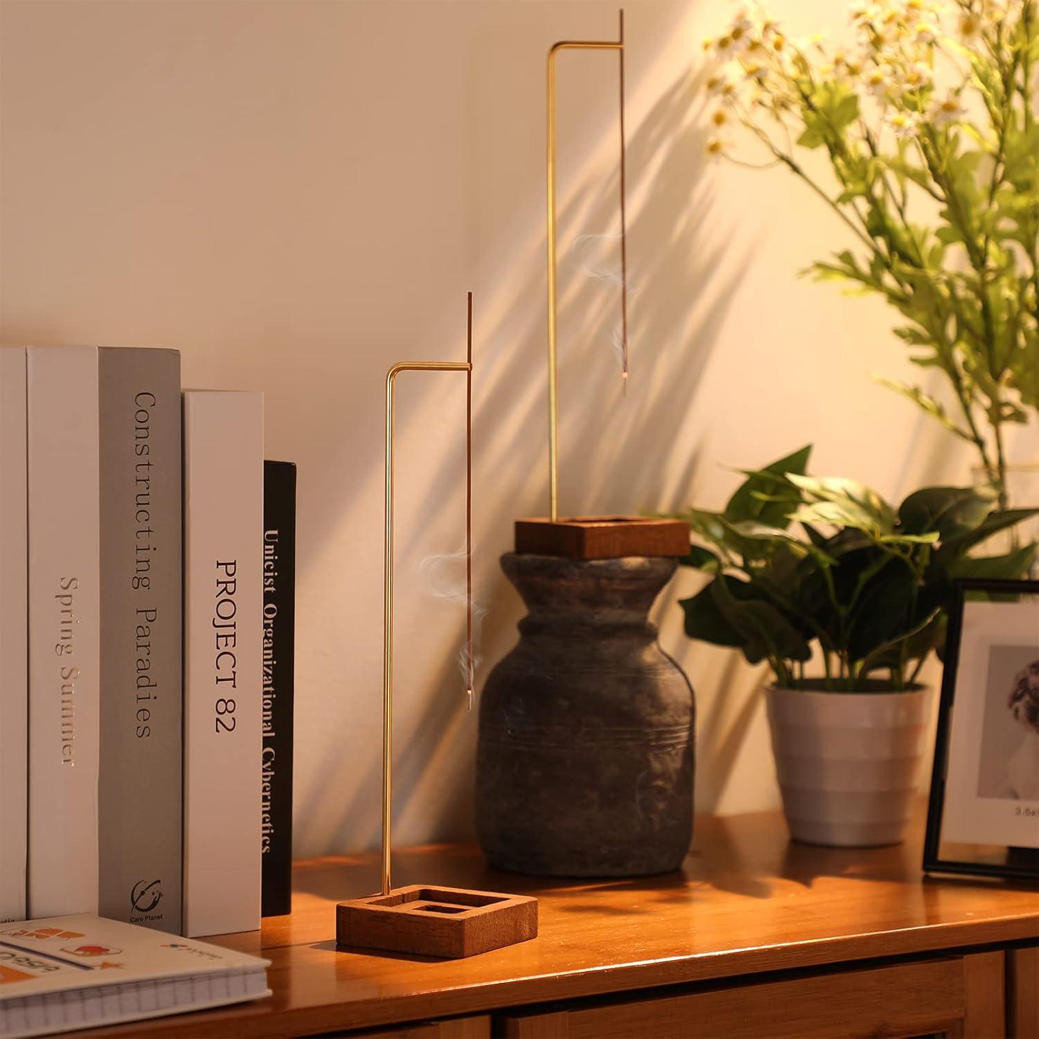 Soporte de Incienso Invertido Treela - 2 Juegos de Madera y Latón