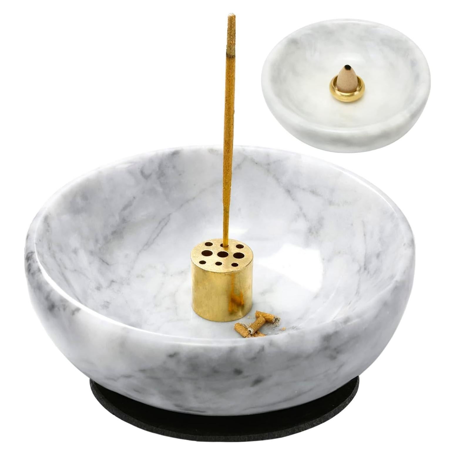 Soporte de Incienso de Mármol Natural Vrupin 12 cm Gris